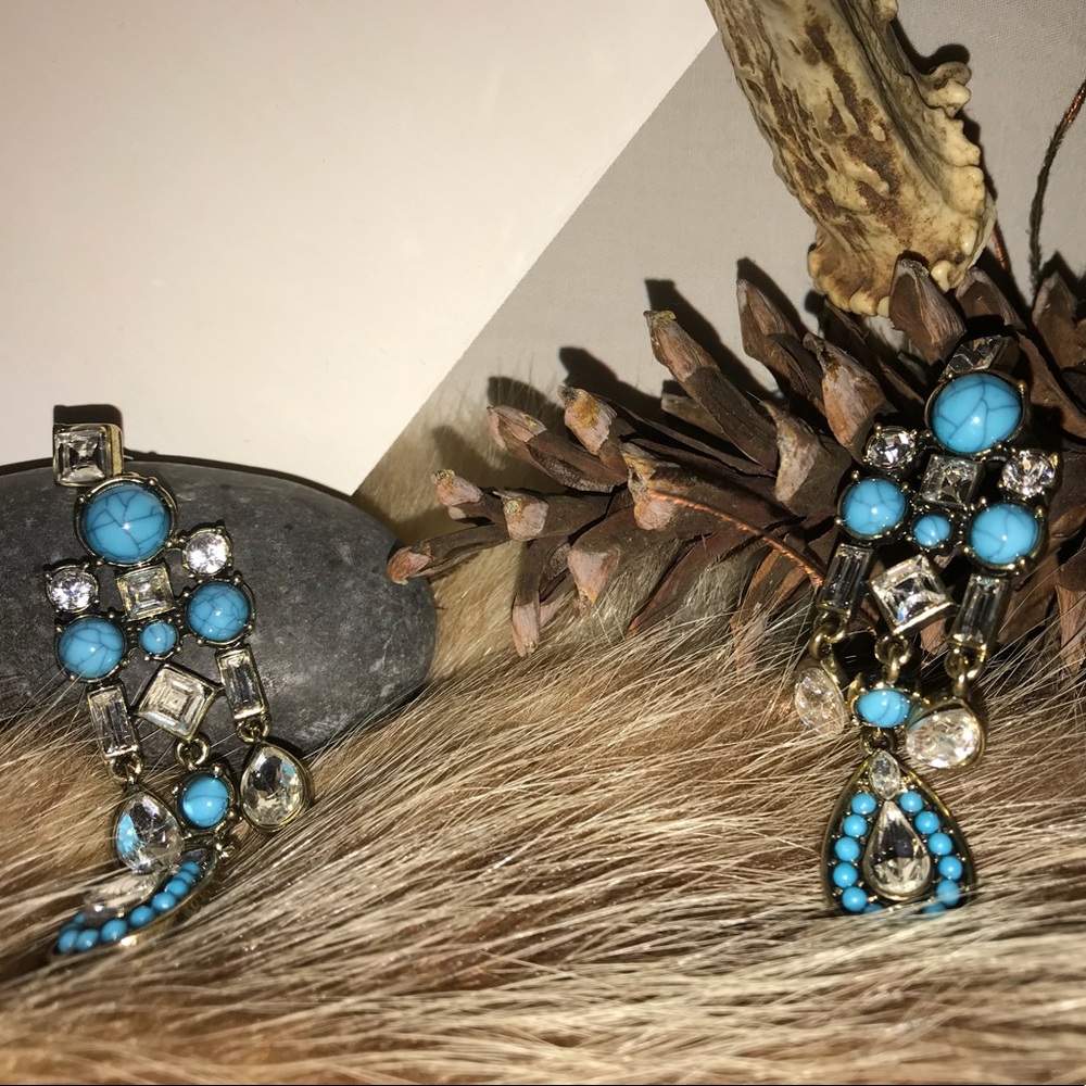 Turquoise and diamond earrings